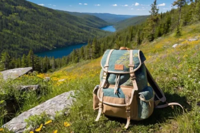 Sac à dos sur un sentier ensoleillé