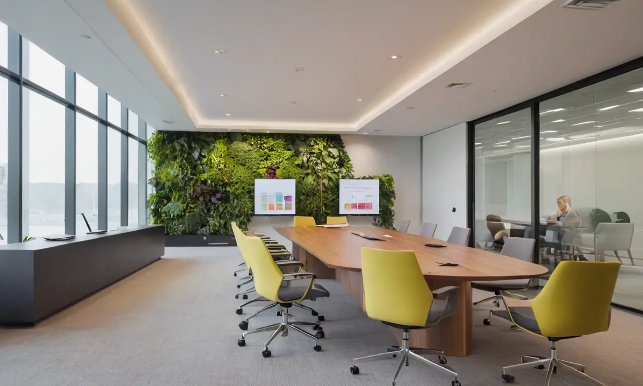 Bureau moderne lumineux avec technologie et confort