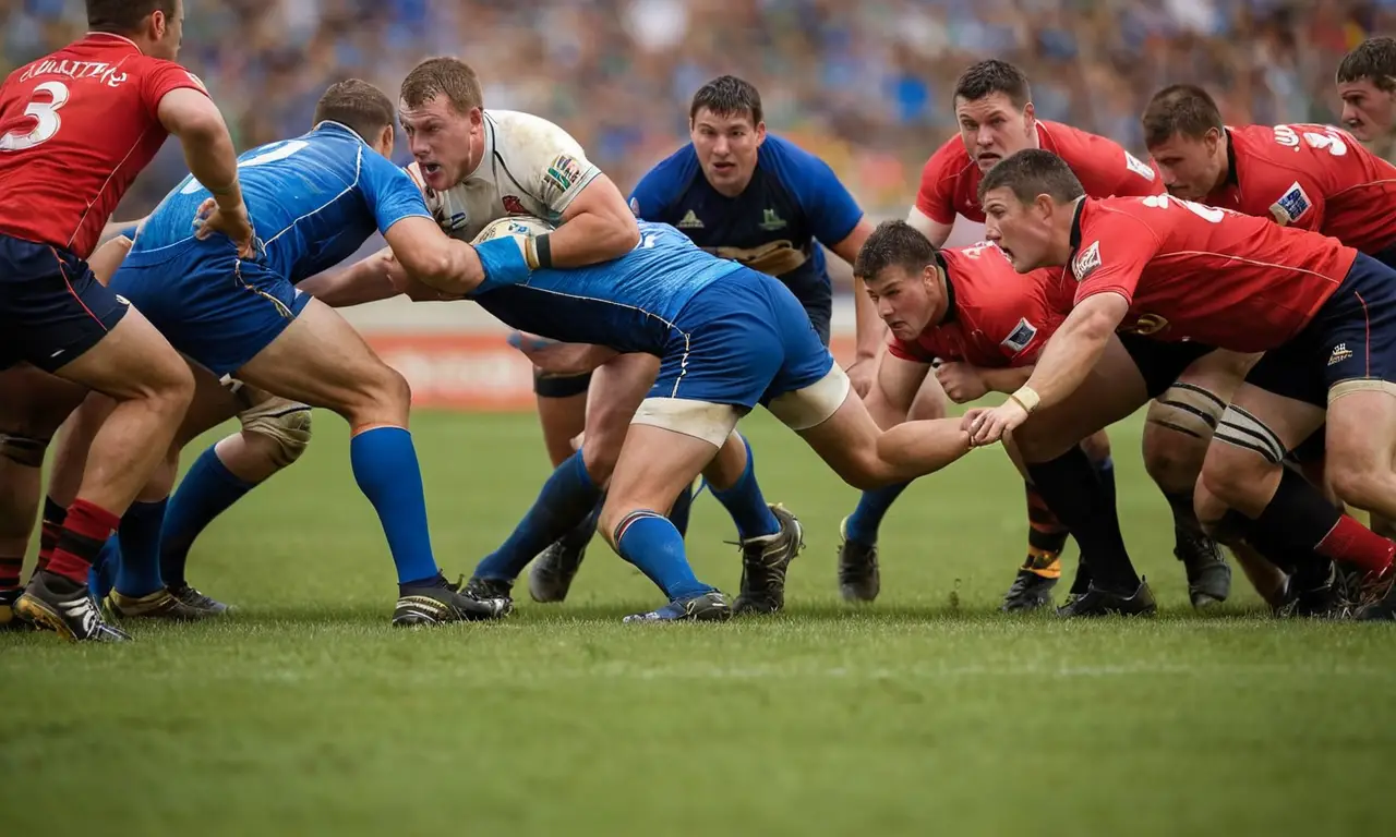 Rugby intense, action et anticipation palpable