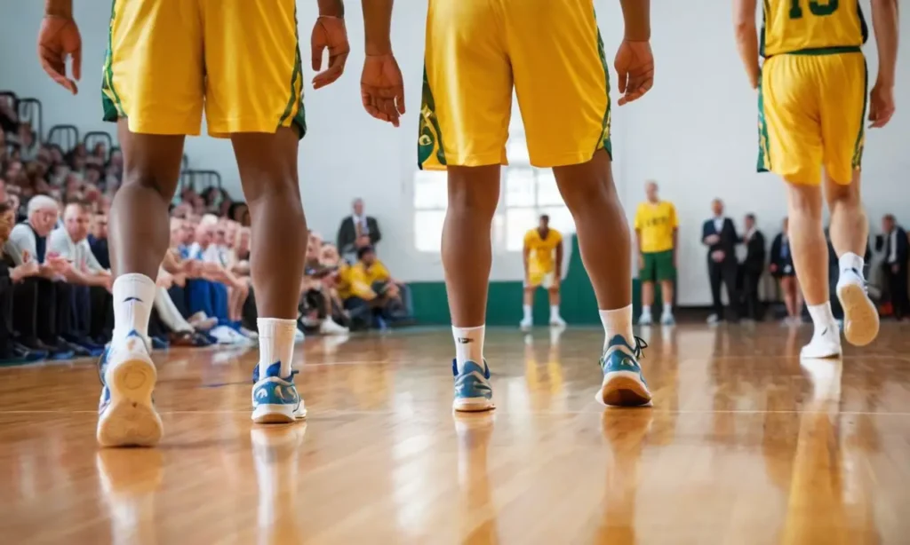 Terrain de basket vibrant sous la lumière
