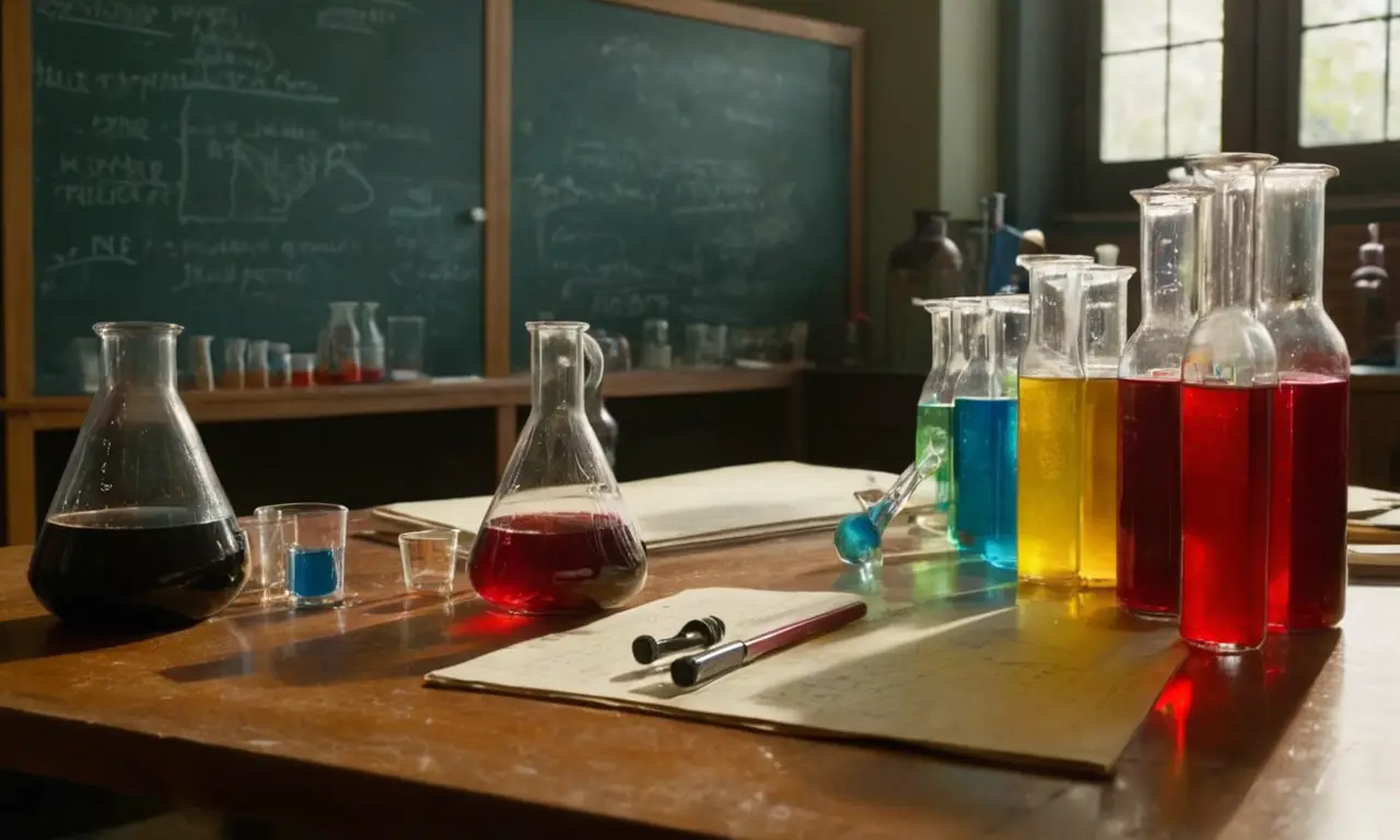 Tableau de laboratoire encombré et coloré