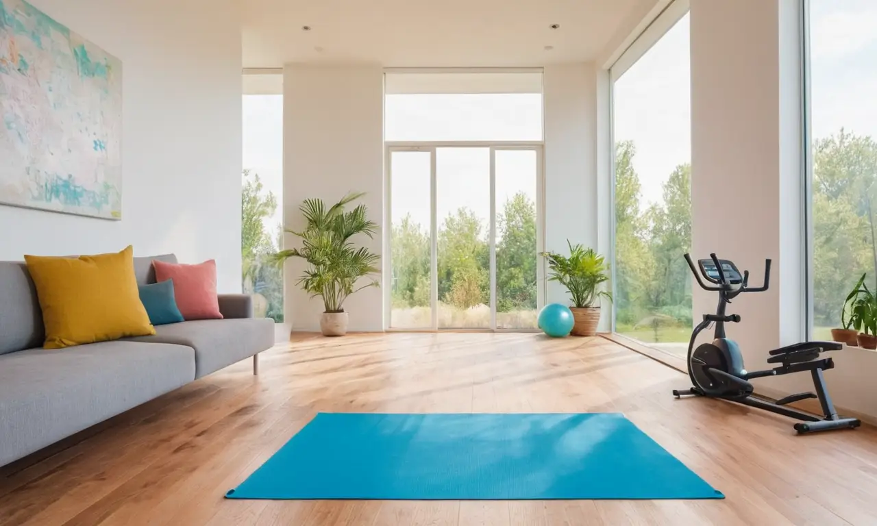 Salle lumineuse, inspirante, prête pour lentraînement