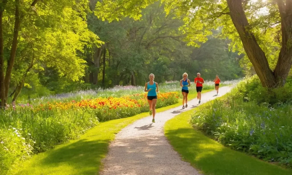 Gens actifs dans un parc ensoleillé