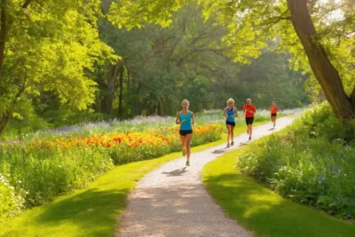 Gens actifs dans un parc ensoleillé