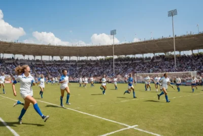 Un match de football animé sous le soleil