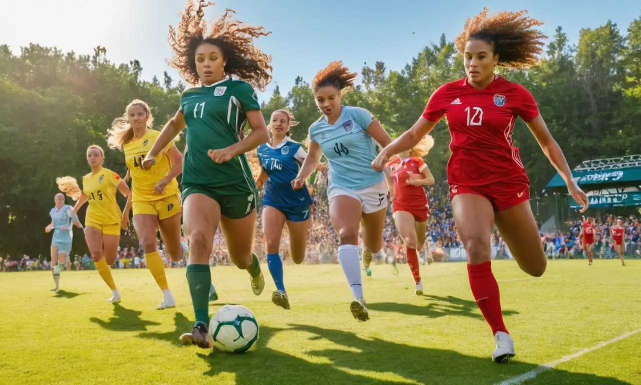 Terrain de foot animé sous ciel bleu