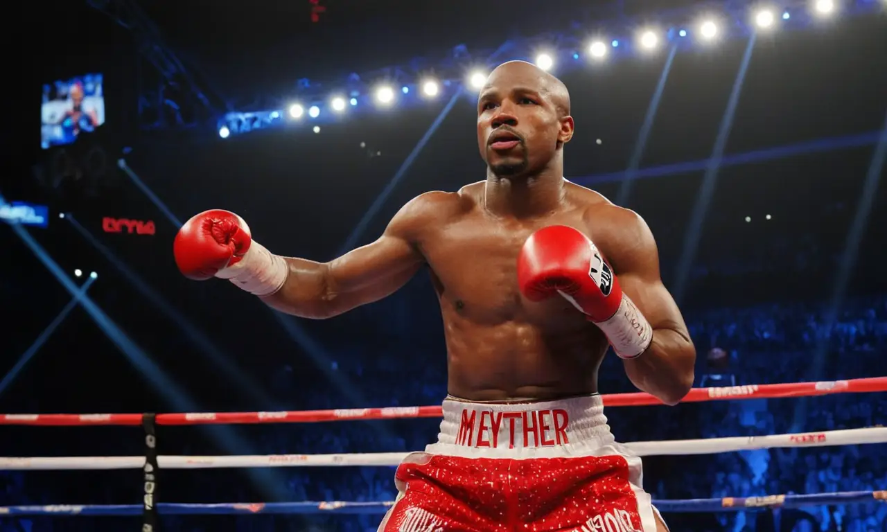 Mayweather intensément concentré dans le ring