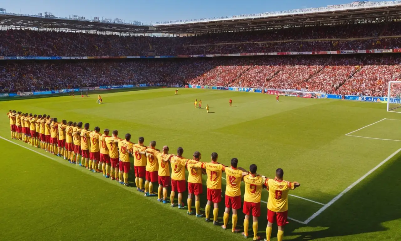 Match de football vibrant sous un ciel bleu