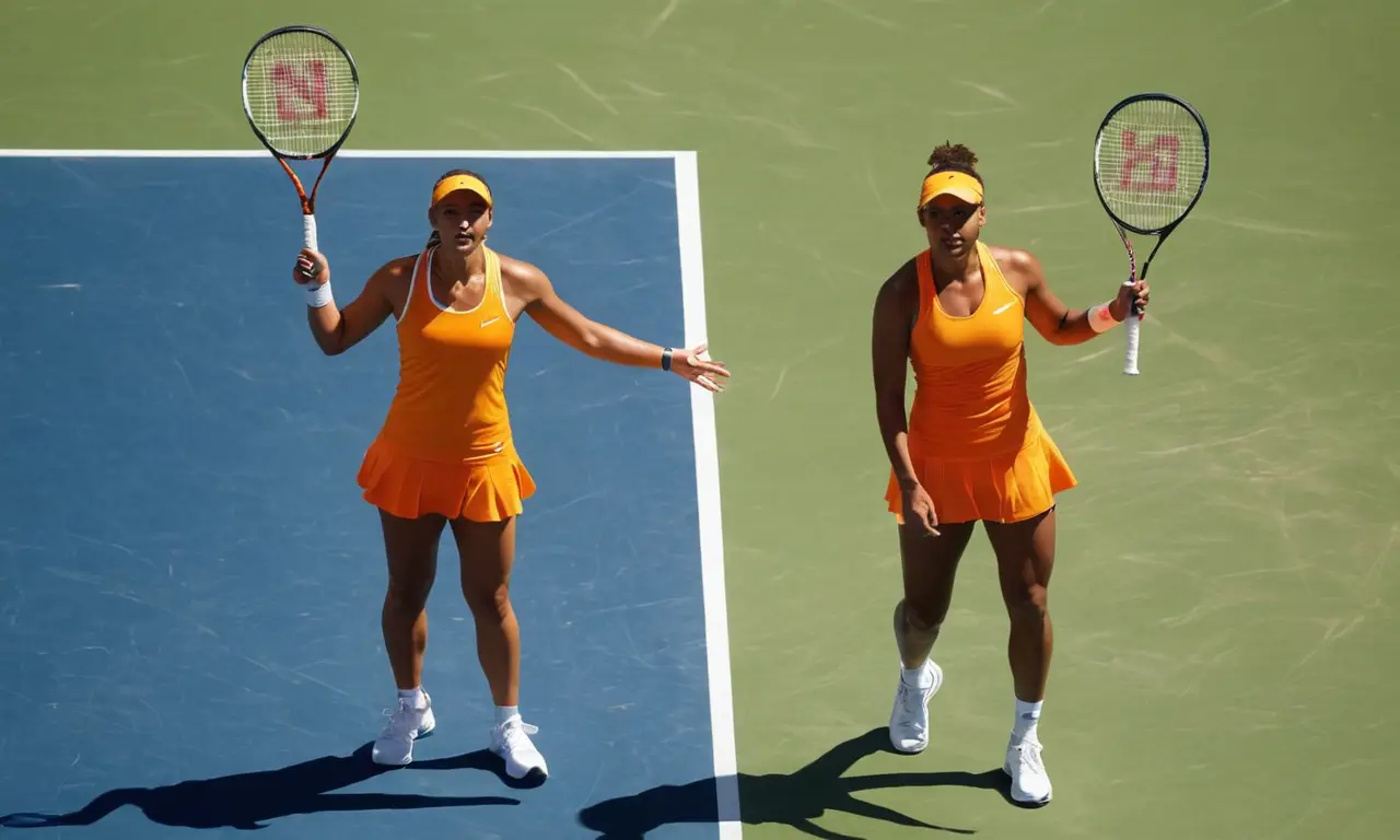 Court de tennis animé sous un ciel bleu