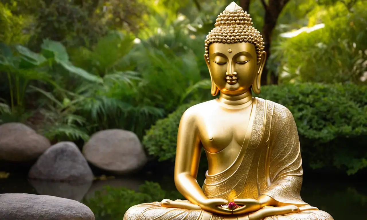 Statue de Bouddha sereine dans un jardin paisible