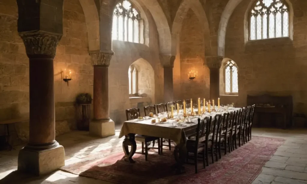Salle médiévale riche en histoire et majesté