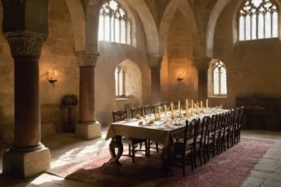 Salle médiévale riche en histoire et majesté