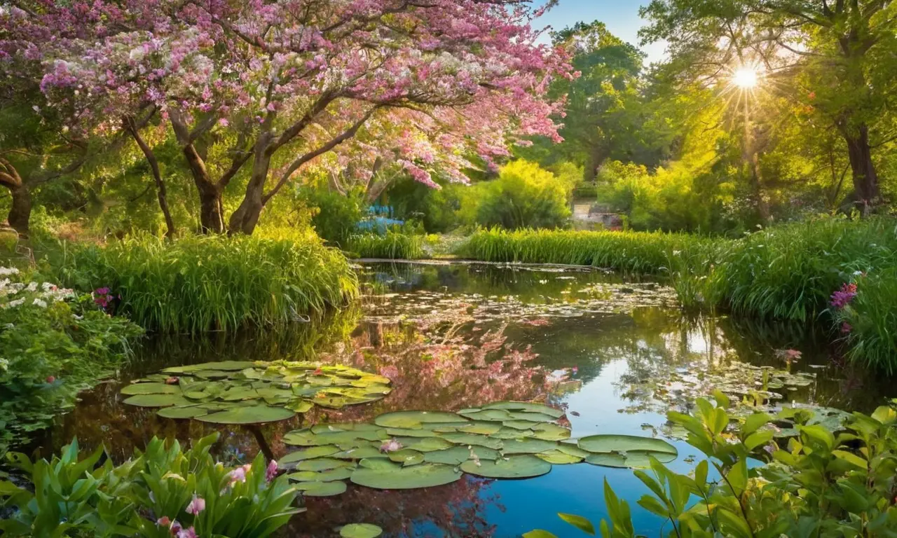 Un jardin enchanteur baigné de lumière douce