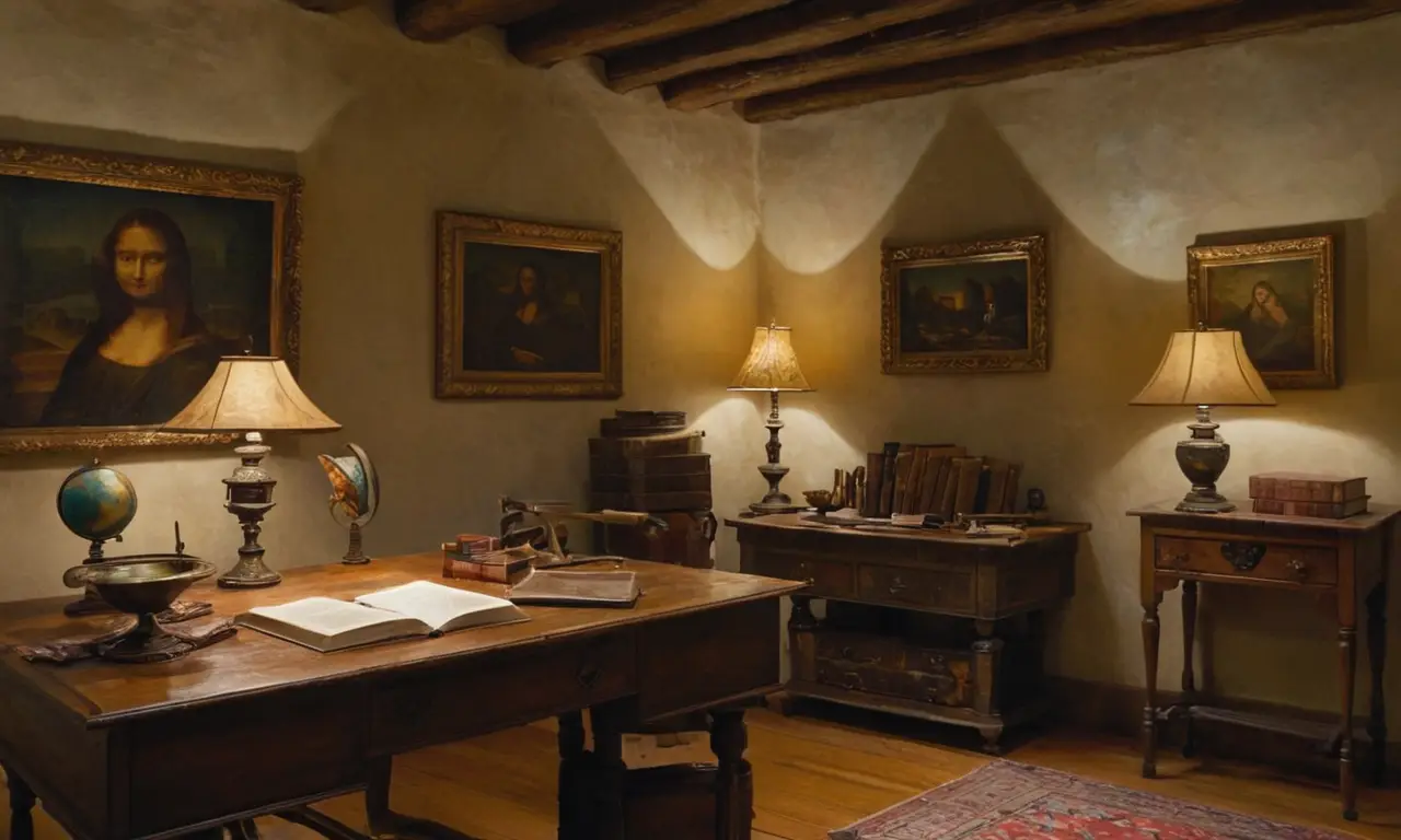 Un bureau ancien, sombre et créatif