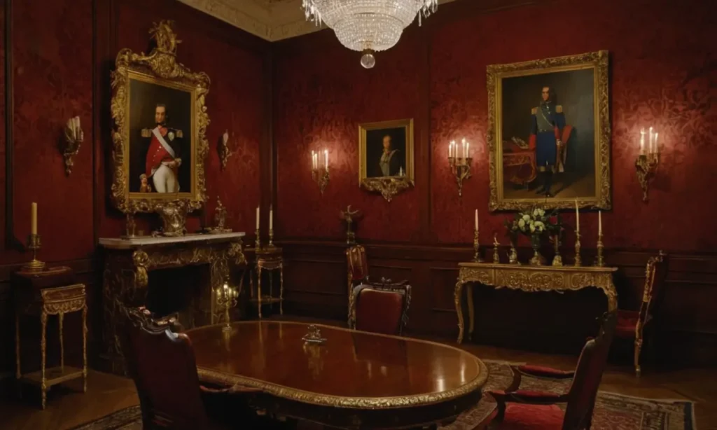 Chambre sombre évoquant la puissance historique