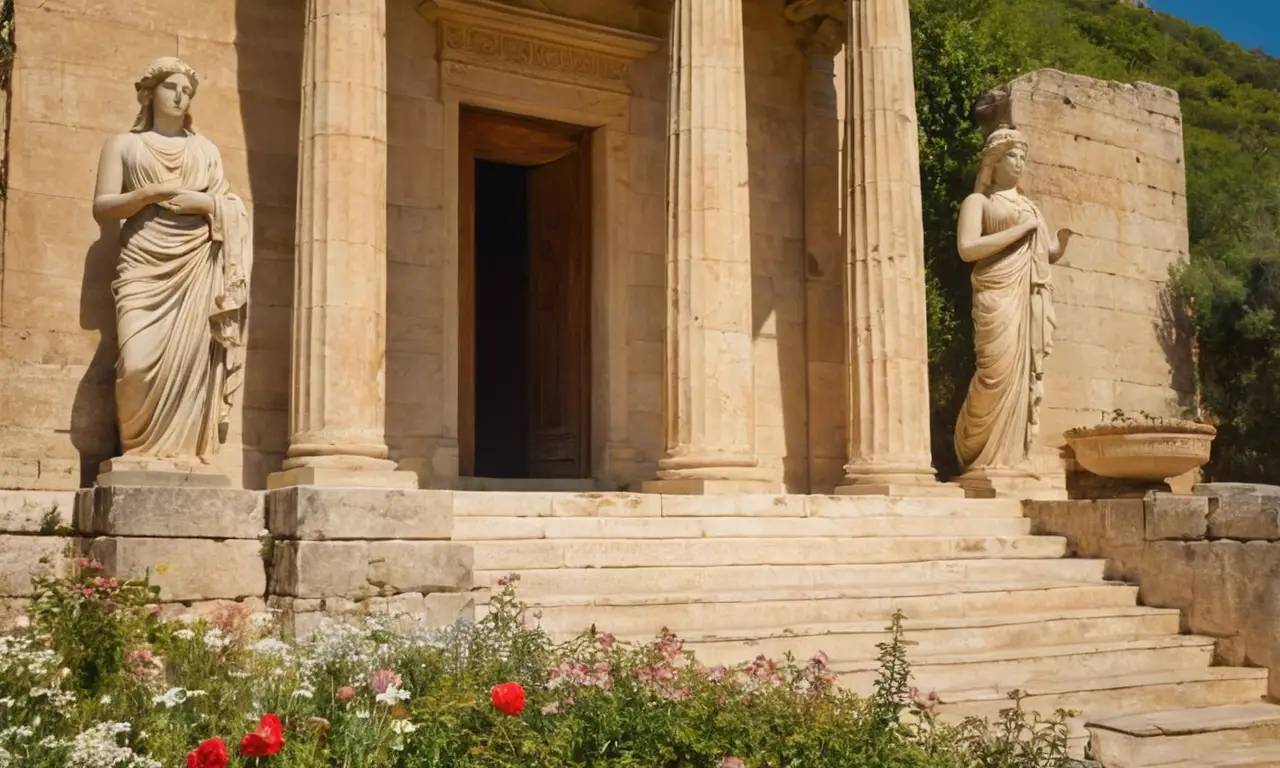 Temple grec en soleil, harmonie et beauté