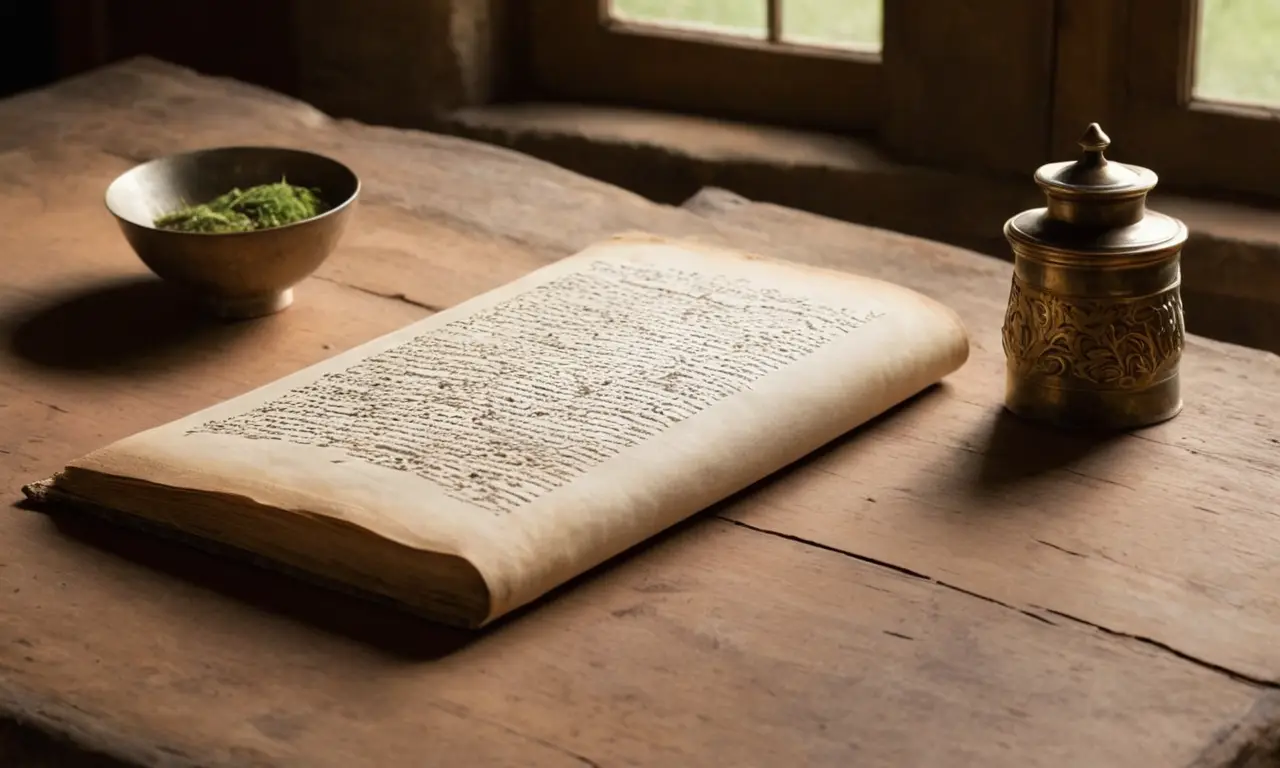 Un vieux rouleau sur une table rustique