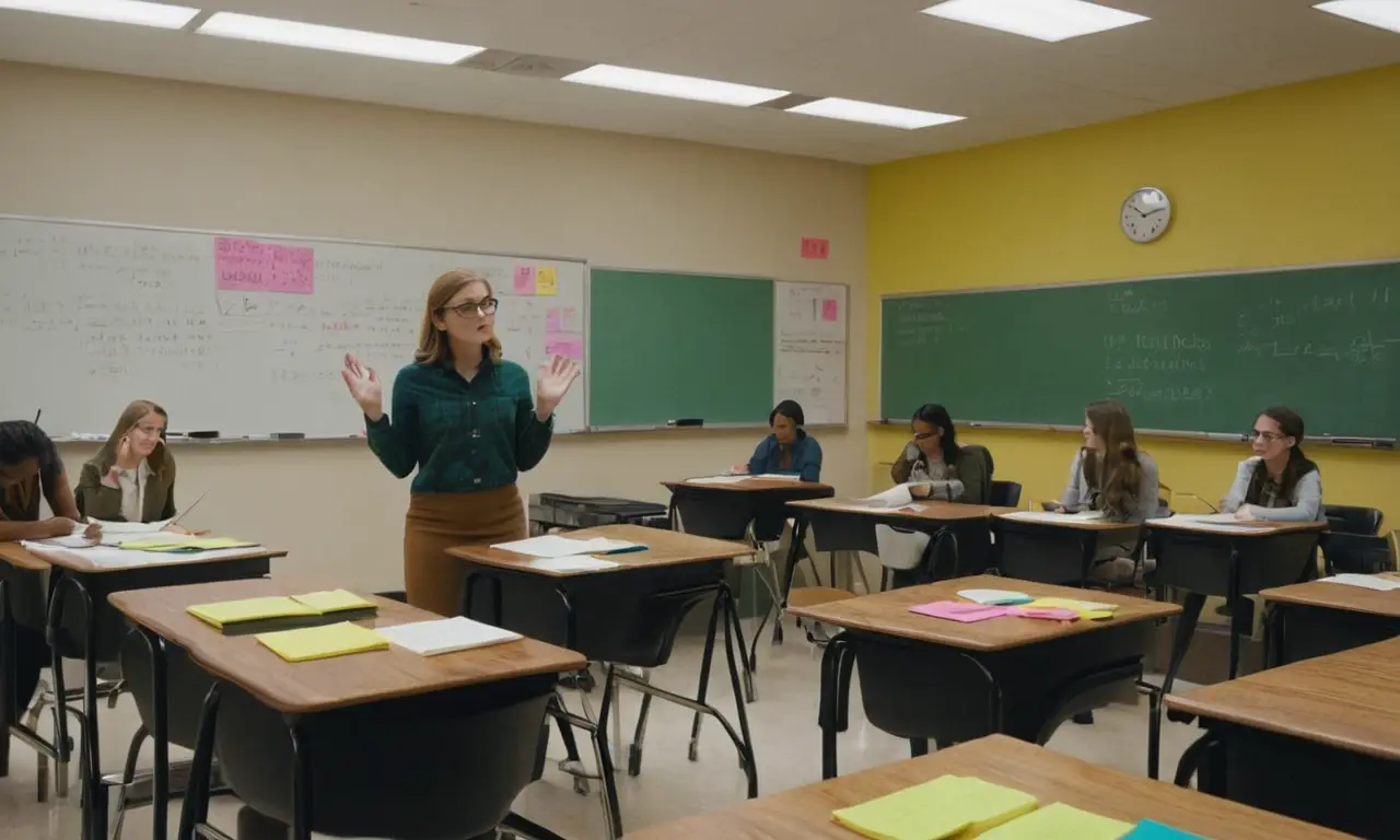 Salle de classe animée, élèves concentrés