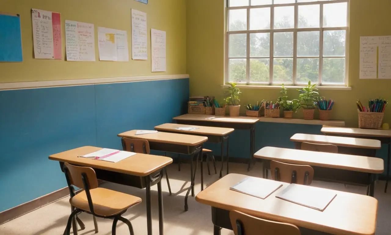 Salle de classe lumineuse et organisée