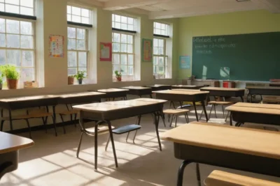 Salle de classe lumineuse et engagée