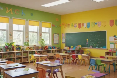 Salle de classe colorée et accueillante