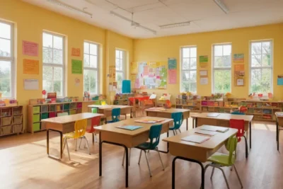 Classe colorée et accueillante