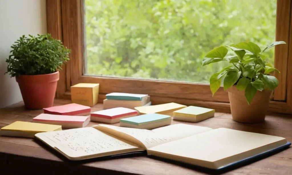 Table en bois avec cartes et carnet
