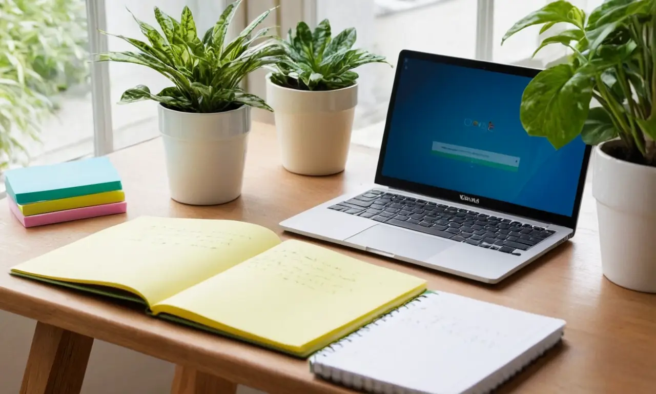 Écran dordinateur minimaliste avec ambiance studieuse