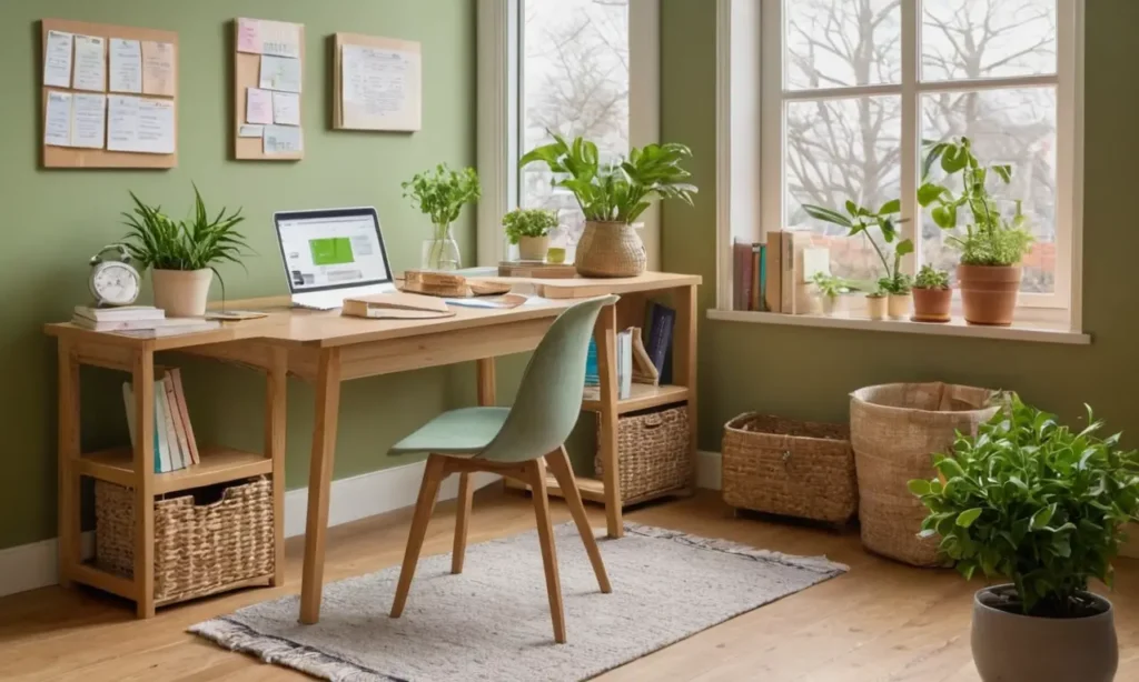 Une étude chaleureuse avec bureau en bois