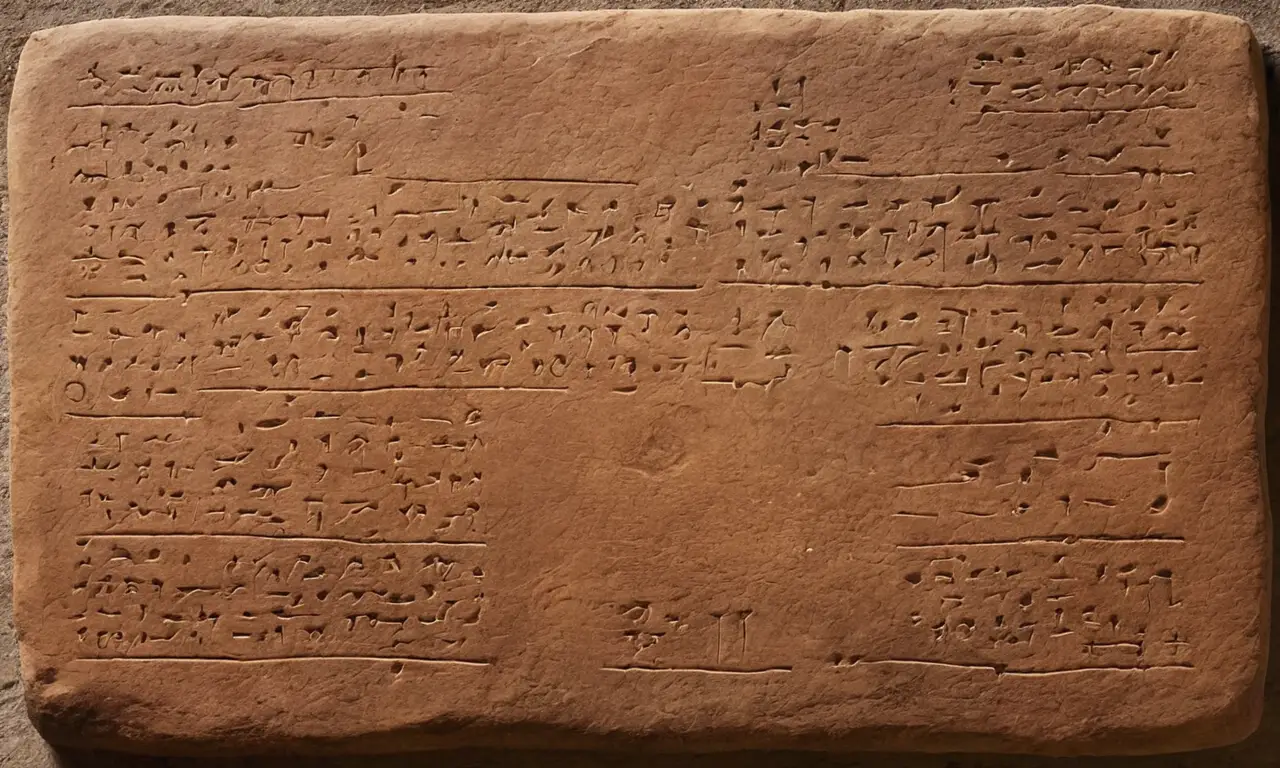 Tablette ancienne en argile, inscriptions cuneiformes détaillées