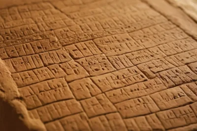 Tablette dargile ancienne avec inscriptions cunéiformes