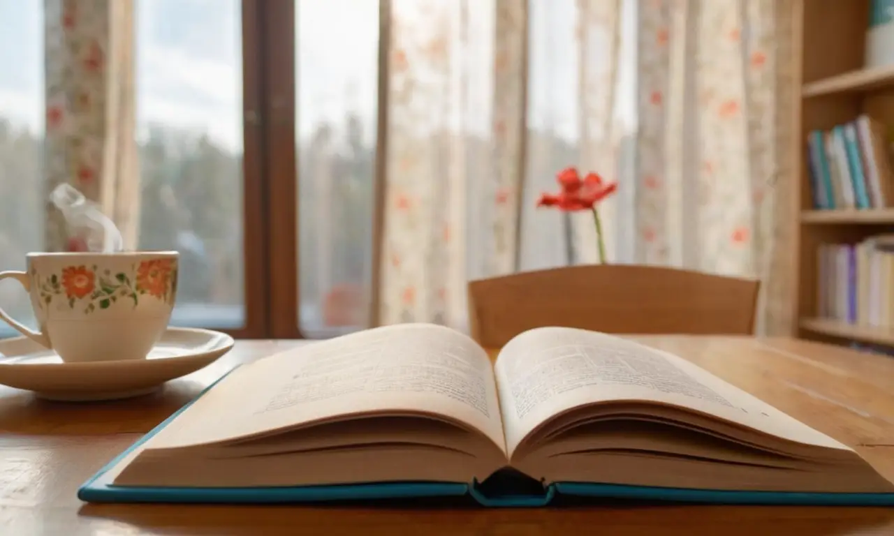 Un livre ouvert sur une table en bois