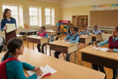 Une classe lumineuse avec des élèves engagés