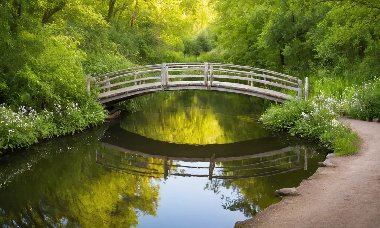 Un pont en bois tranquille au-dessus dune rivière