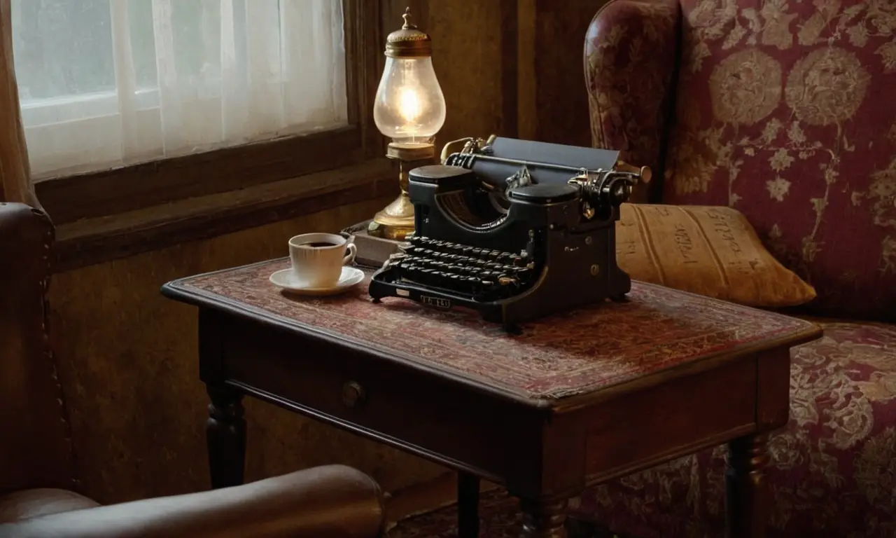Une table en bois accueillant des livres vintage