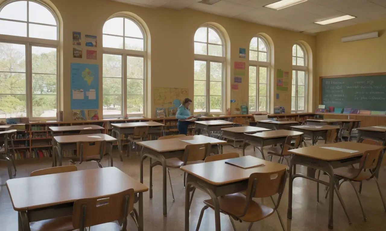 Salle de classe illuminée, élève concentré