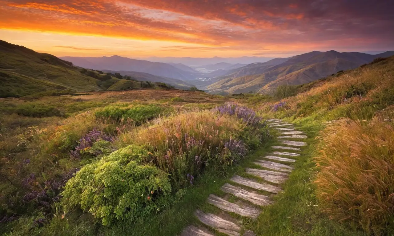 Coucher de soleil sur un paysage paisible