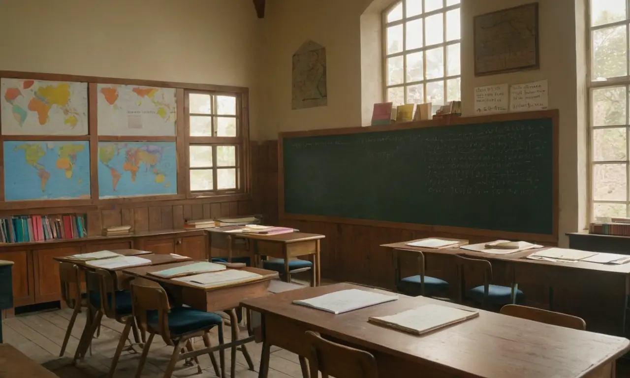 Salle de classe animée et lumineuse