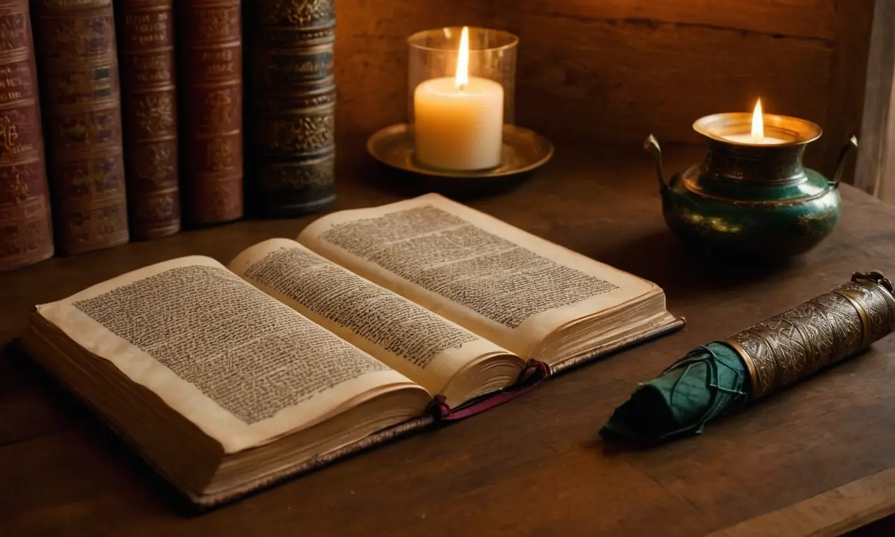 Manuscrit médiéval sur une table en bois
