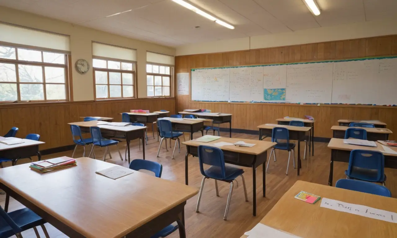 Classe animée avec lumière douce et créativité