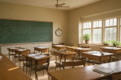 Salle de classe lumineuse et animée