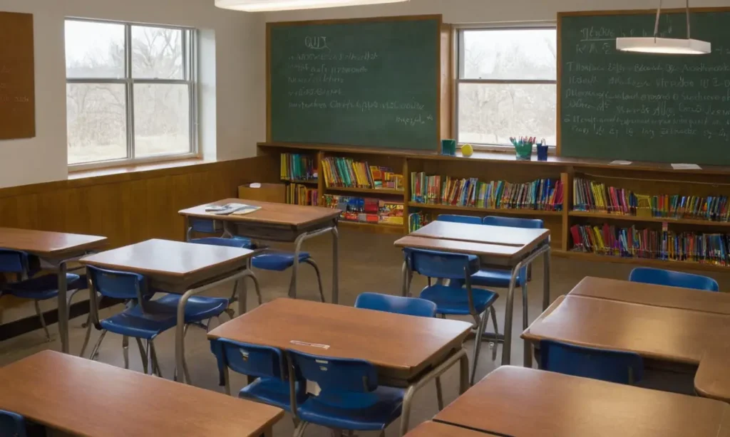 Salle de classe lumineuse et bien rangée