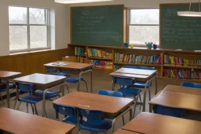 Salle de classe lumineuse et bien rangée