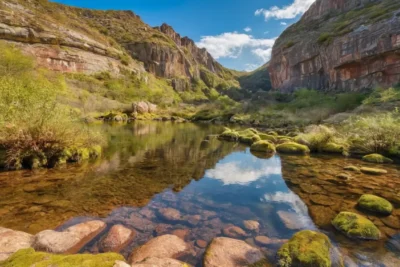 Terrain préhistorique avec nature riche et vivante