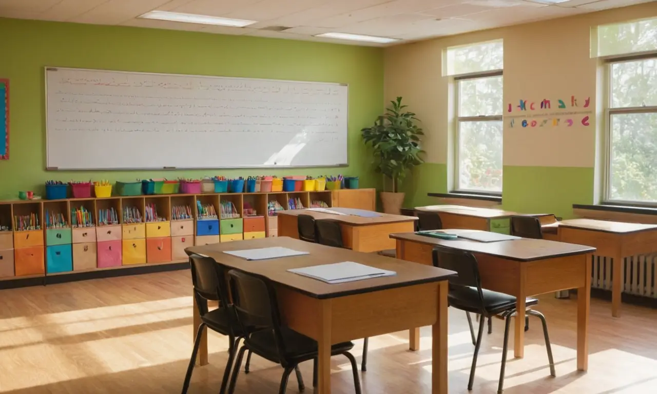 Salle de classe lumineuse et animée