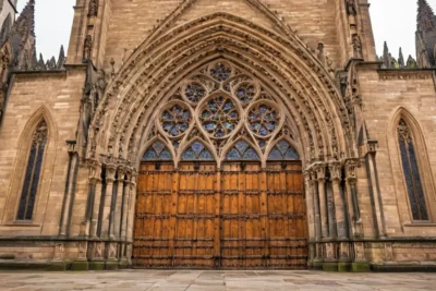 Façade gothique complexe et majestueuse