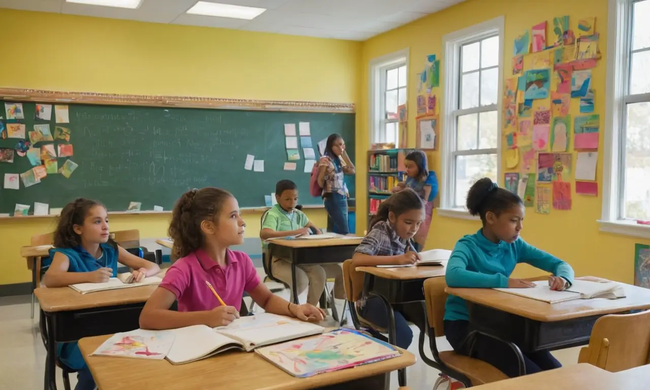 Classe dynamique avec élèves engagés et créatifs