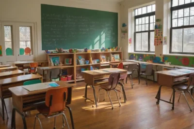 Salle de classe lumineuse et colorée