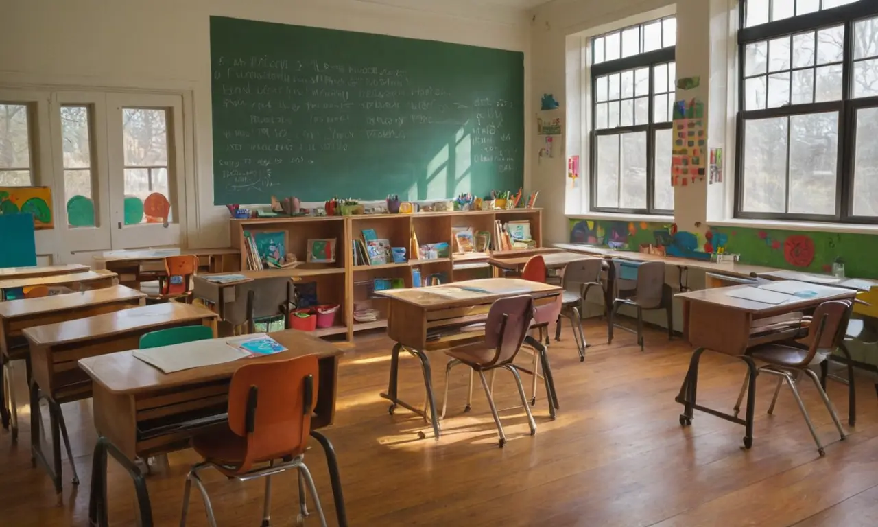 Salle de classe lumineuse et colorée