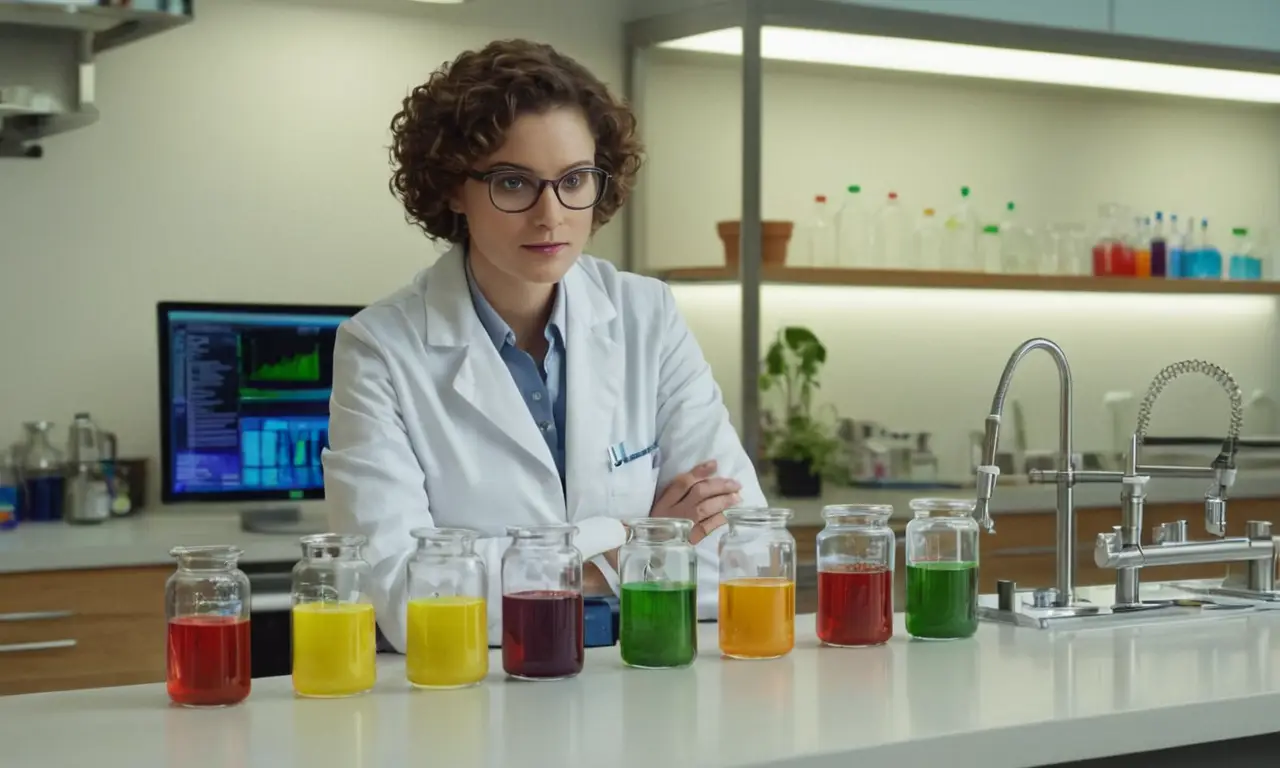 Un laboratoire coloré avec un scientifique concentré